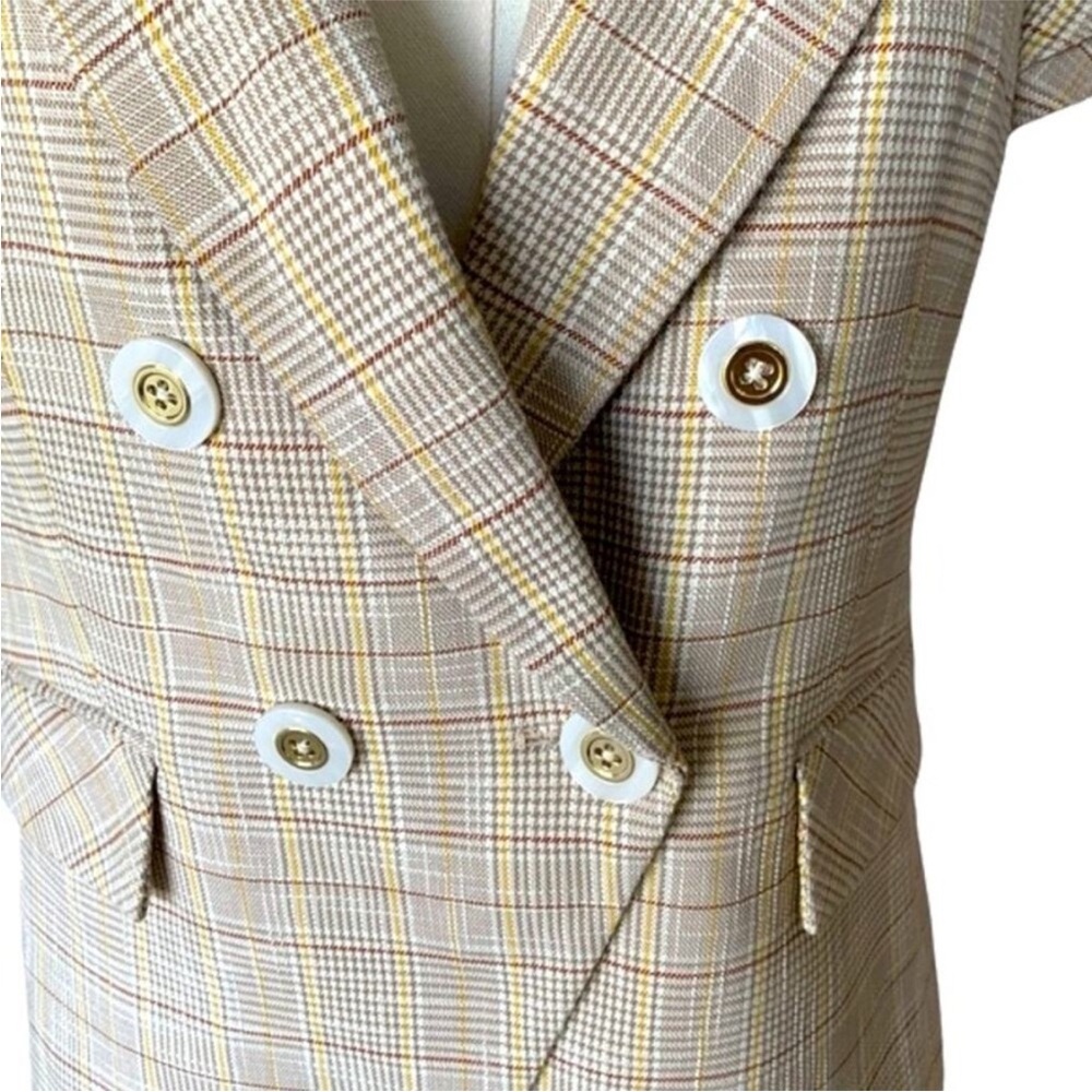 $595 Veronica Beard Janae Plaid Ruffle Blazer Jacket vest Khaki Multi Sz 00 - Picture 15 of 16